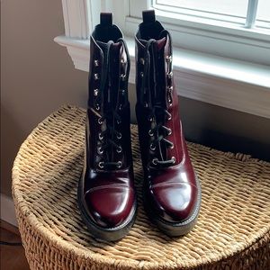 Marc Fisher Wanya platform combat boots, dark red